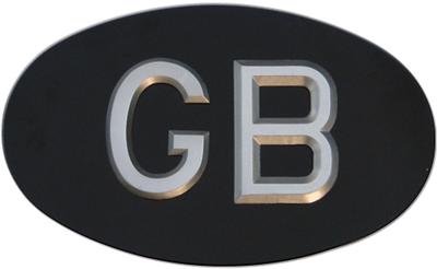 Black GB Oval with Raised Silver Riveted Plastic Digits 9 1/2'' x 5 3/4'' with 3 1/8'' Digits