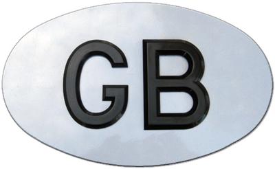 White GB Oval with Raised Black Plastic Riveted Digits 9 1/2'' x 5 3/4'' with 3 1/8'' Digits
