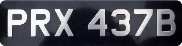 Black & Silver Metal Pressed Motorcycle Number Plate (Character Size 1 3/4'') Sizes Available: 11'' x 3'' & 12'' x 3''