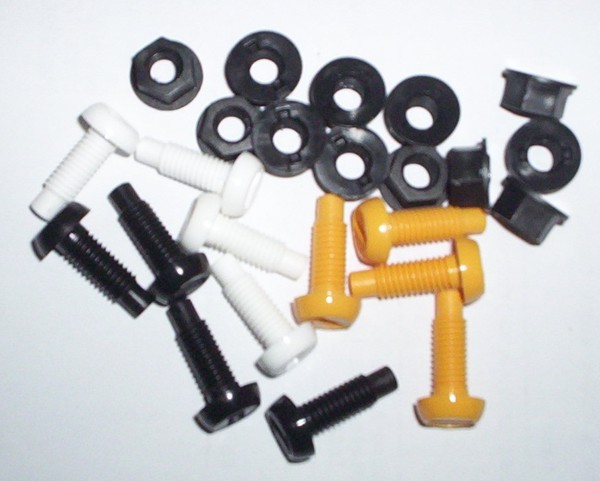 4 Black 4 White 4 Yellow Plastic Nuts & Bolts 