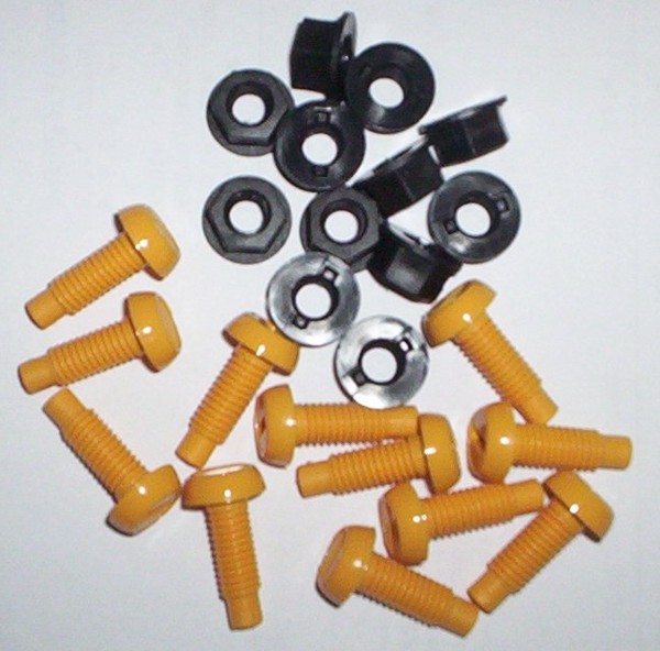 12 Yellow Plastic Nuts & Bolts 