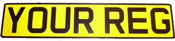 White & Yellow Reflective Aluminium Metal Pressed Number Plates with Black Digits (3 1/8'' Digit Size) Oblong & Square Available