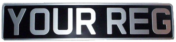Black & Silver Aluminium Metal Pressed Number Plates with Silver Digits (3 1/8'' Digit Size) Oblong & Square Available